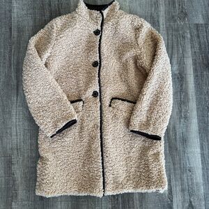 Sam Edelman Womens Tan Faux Fur Teddy‎ Medium Length Winter Coat